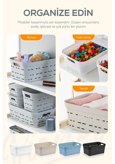 6'lı 3,8 Litre Delikli Saklama Kutusu Antrasit Antrasit