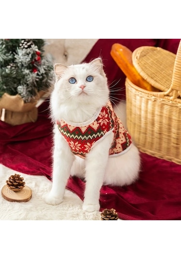 Maxaccess Kırmızı L Kedi Ve Küçük Köpekler İçin Kışlık Noel Kazak Yün Ceket