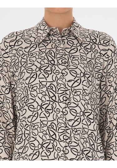 Pierre Cardin Kadın Kum Gömlek Desenli 50318227-vr085 Kum