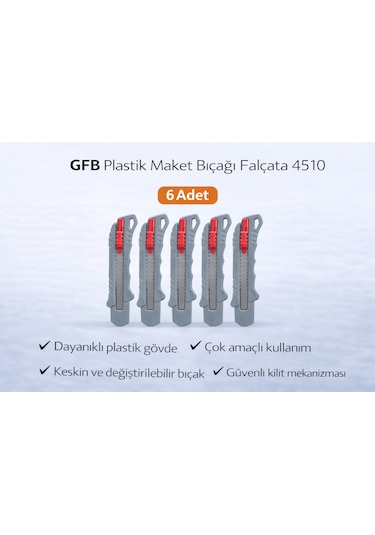 Gfb Plastik Maket Bıçağı Falçata 4510 Profesyonel Maket Bıçağı 6 Adet