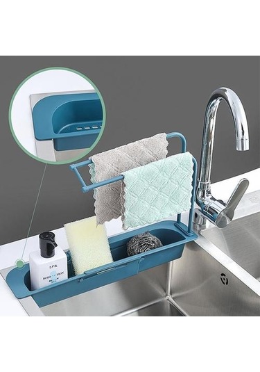 Teleskopik Lavabo Depolama Raf Ayarlanabilir Tahliye Raf Mutfak Yıkama Bezi Sünger Tutucu Raflar Ve Amp Tutucular 19 x 7 CM