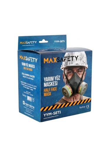 Maxsafety Yym-Set1 Yarım Yüz Solunum Maskesi Çift Filtreli Hazır