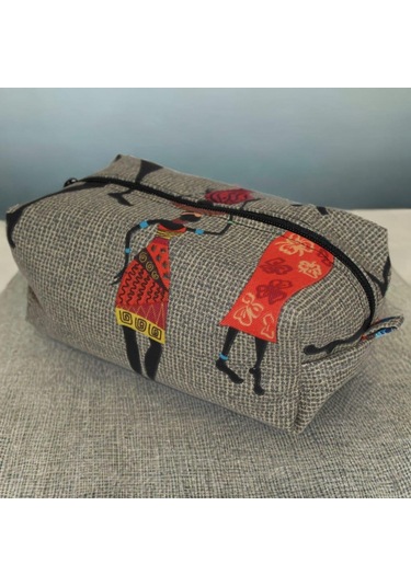 SerSev Etnik Bohem Desenli El Yapımı Duck Kumaş Su Geçirmez Makyaj Çantası