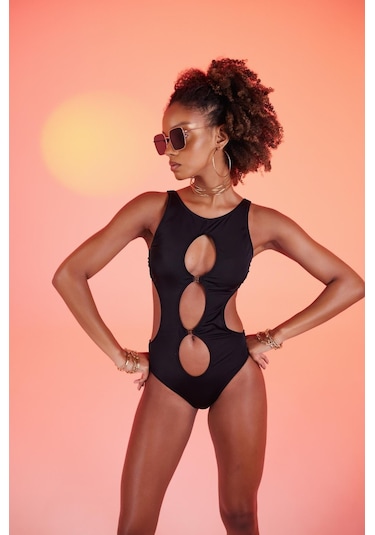 Holly Lolly Cutout Kesim H Aksesuarlı Daring Mayo Siyah