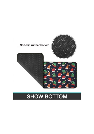 Noel Desenli 2'li Mutfak Matı, Anti-yorgunluk, Yastıklı Ve Kaymaz, Mutfak Ve Ofis İçin Noel Şapka Yıldızı