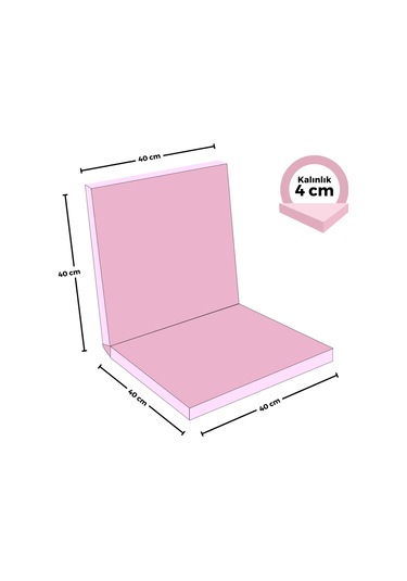 Xpermate Arkalıklı Fermuarlı 40 x 40 CM Sırtlıklı Sandalye Minderi Pembe
