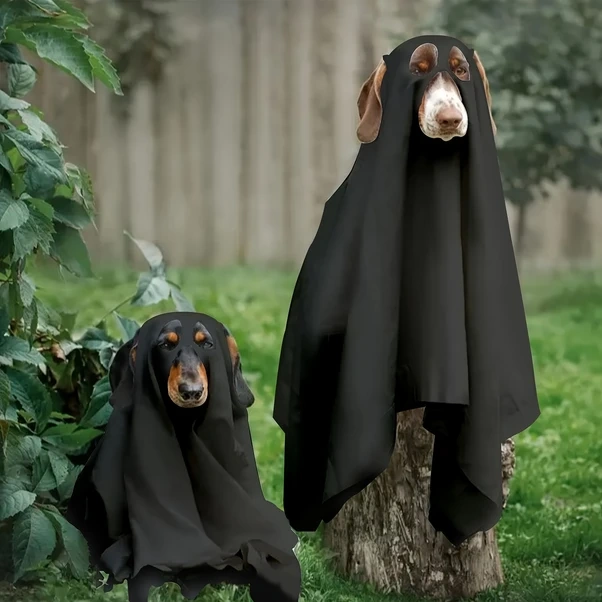 Elmpaly Siyah Tek Boy Korkunç Sevimli Dachshund Köpek Kostümü Başlıklı Pelerin