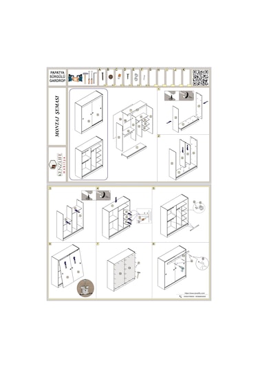 Kenzlife Gardırop Sürgülü Kapaklı Kapılı 200 Papatya Cvz Aynalı Gardolap Dolap