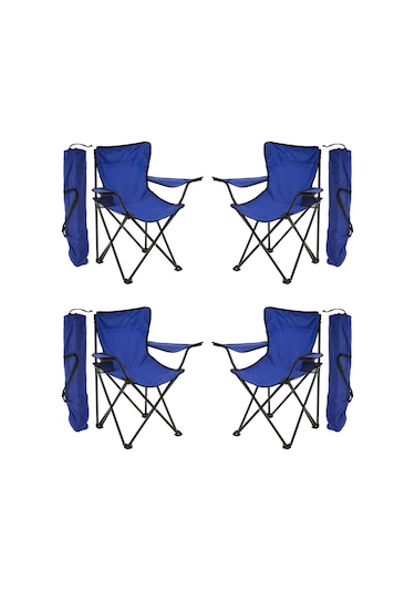 Exent Rejisör Katlanır Çantalı Piknik, Plaj, Balıkçı, Kamp Sandalyesi 4'lü - Lacivert