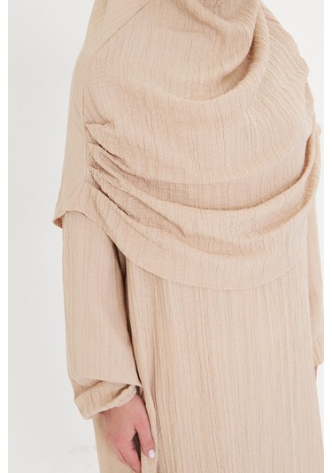 2 Parça Namaz Elbisesi Dokuma Kendinden Desenli 2502 12 Bej