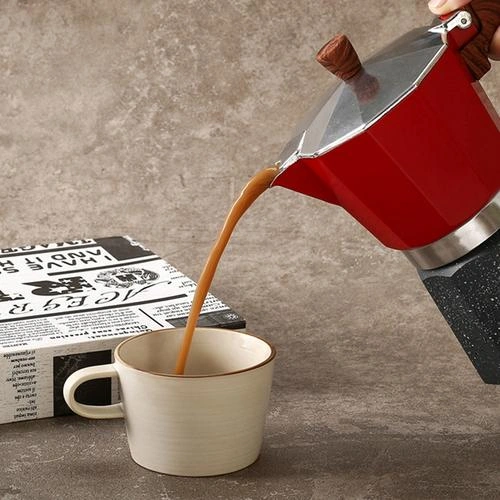 300 Ml Talice Stil Moka Pot Türk Cezve Sekizgen El Yapımı Alüminyum Pot Kahve Eşyaları Kahve Tencereler