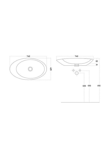 Lucco Gocce 74 CM Tezgah Üstü Elips Lavabo Beyaz
