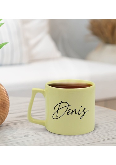 Bk Gift Kişiye Özel İsimli Pastel Sarı Middle Kupa Bardak, Arkadaşa Hediye, Ev Hediyesi, Doğum Günü Hediyesi, Ofis Hediyesi-12 Kobitmeyencom30076 Bk G