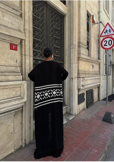 Lymens Jenna Püsküllü Uzun Hırka Siyah