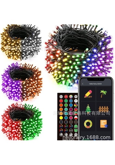 App Akıllı Led Işık Dize Rgb Noel Ağacı Dekorasyon Açık Bahçe Çiti Noel Tatili Işık Dize 20 Metre 200 Işık Çok Renkli