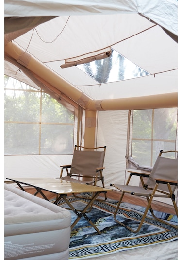 4 Mevsim Şişme Kamp Çadırı Yüksek Ve Cam Tavanlı 6-8 Kişilik 300x250x220cm Bej