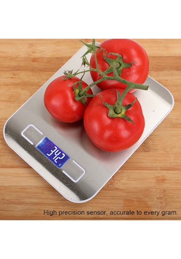 Kosona Mutfak Dijital Terazi 5kg - 304 Çelik Platform, Lcd Işık, 4 Ölçüm Birimi, 2 Aaa Pil İçerir Çok Renkli