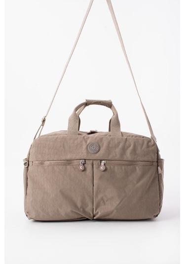 Seyehat Spor Çantası Kabin Boy Valiz 45 35 Cm Omuz Ve Çapraz Askılı Hafif Klinkır Çanta Su İtici Vizon