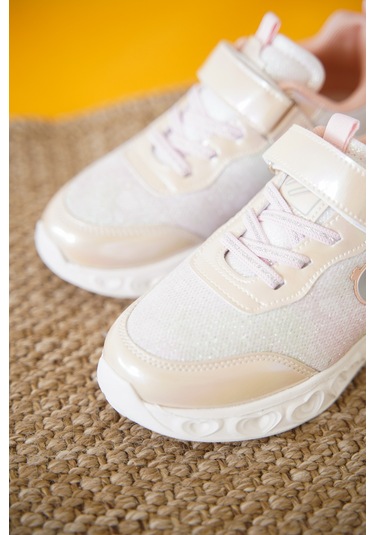 Yuki Cırtlı Kız Çocuk Sneaker Spor Ayakkabı Bej