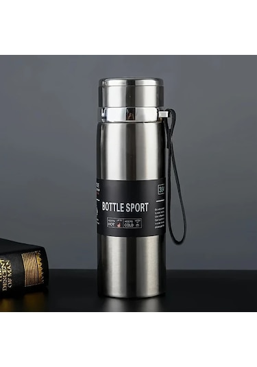 Techbloom Thermos Flask 1000ml Kırmızı Kahverengi Siyah Termos Sıcak Soğuk Tutan Seyahat Kamp Ofis Spor