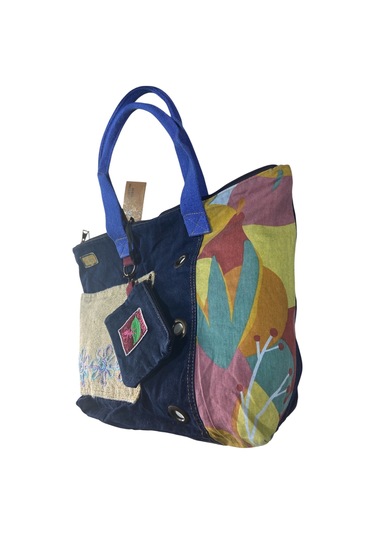 Vintage Salaş Çok Renkli Orta Boy Günlük Seyahat Gezi Omuz Çantası 36cmx34cm Mavi Vintage Salaş Çok Renkli Orta Boy Günlük Seyahat Gezi Omuz Çantası 36cmx34cm Mavi