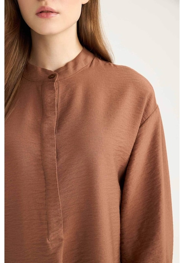 DeFacto Relax Fit Hakim Yaka Basic Düz Uzun Kollu Tesettür Gömlek Tunik E1757AX25SPBN519 DeFacto Relax Fit Hakim Yaka Basic Düz Uzun Kollu Tesettür Gömlek Tunik E1757AX25SPBN519