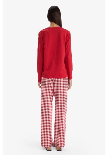 Defacto Yılbaşı Temalı Regular Fit Uzun Kollu Üst Uzun Alt-fall İn Love G0232ax25wnrd256 Kırmızı-rd256