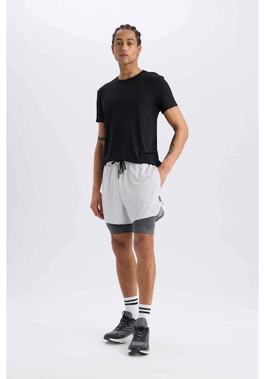 DeFactoFit Slim Fit Dar Kesim Sporcu Taytlı Şort E2760AX25SMGR184