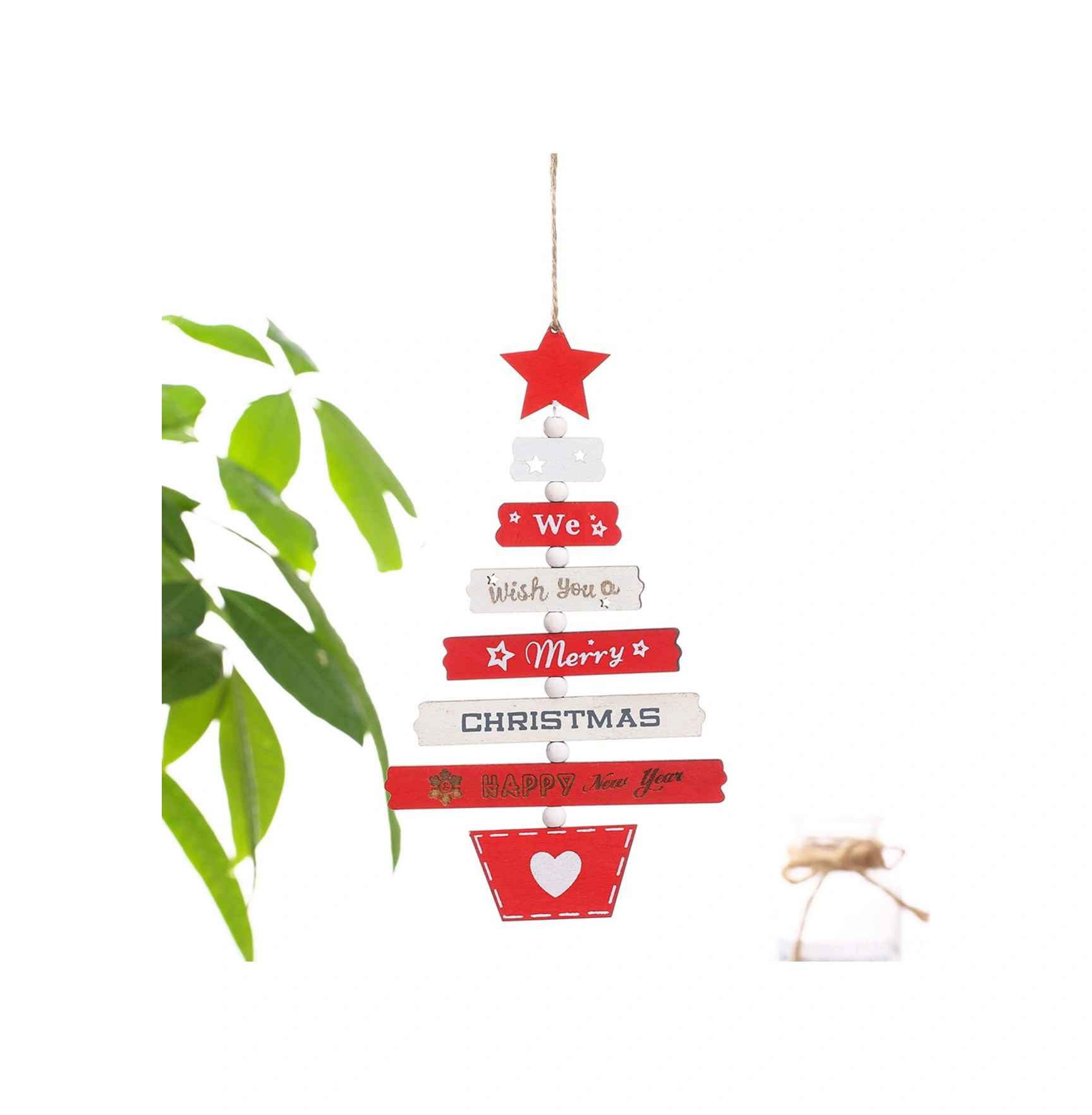 Youmex Ahşap Renkli Delikli Noel Ağaç Örgüsü Süsleri - Ev, Restoran Noel Dekorasyonu 19-093 Kahverengi