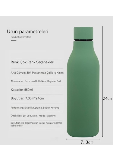Paslanmaz Çelik 304 Spor Kauçuk Boya Isı Koruma Ve Soğuk Koruma Su Bardağı Koyu Yeşil