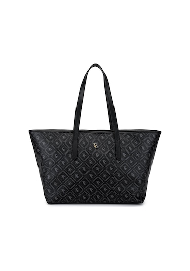 Tamer Tanca Kadın Suni Deri Siyah Desen Kol Çantası 743 2341 Bn Cnt Sk25-26 Sıyah Gfrj Siyah