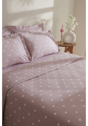 Karaca Home Amour %100 Pamuk Çift Kişilik Pike Takımı Pembe Pembe