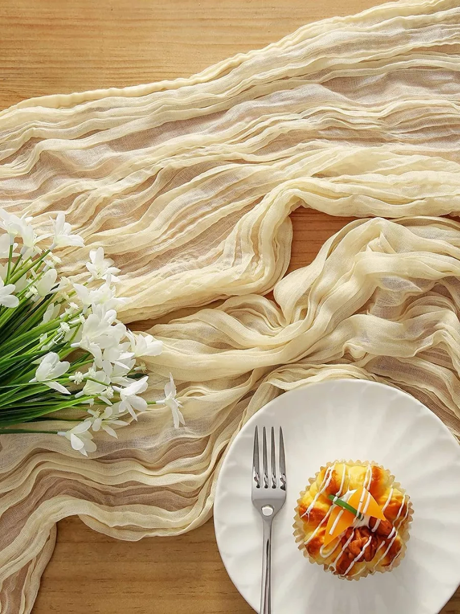 Pener 4 M Kumaş Masa Örtüsü, Masa İçin Paspas, Düğün Dekorasyonu 182496608 Fildişi