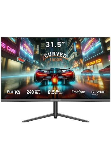 Gamebooster 31.5" Gb-32c240fp 240hz 0.5ms Fast Va Fhd Pivot Curved Rgb Gaming Monitör Hdmı+dp