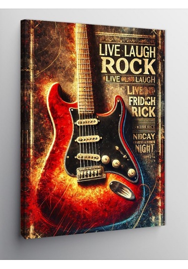 Kanvas Tablo Gitar Ve Rock Poster Afişi 70cmx100cm
