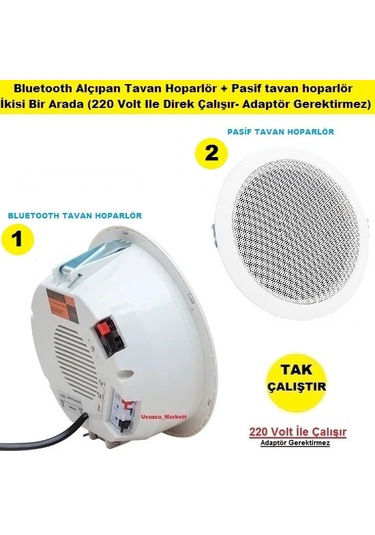 Bluetooth Alçıpan Tavan Hoparlör - Pasif Tavan Hoparlör İkisi