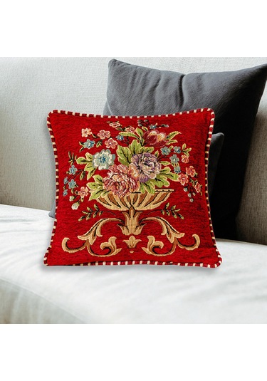 Suntek 48x48cm Makinede Yıkanabilir Dekoratif Yastık Kırmızı Kırmızı