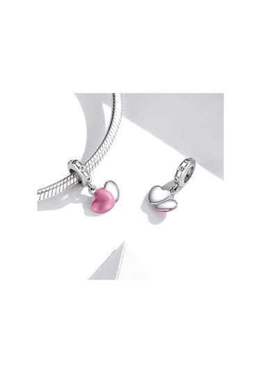 S925 Ayar Gümüş Çift Aşk Kolye Dıy Bilezik Kolye Aksesuarları Çok Renkli
