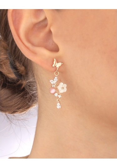 925 Ayar Gümüş Kelebek Bahçesi Kolye Küpe Set