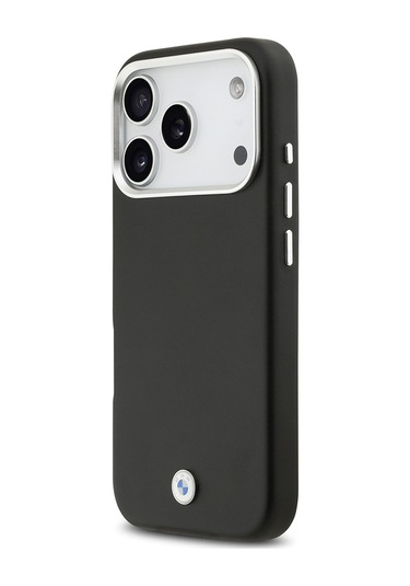 İphone 17 Pro Uyumlu Kılıf Bmw Lisanslı M-safe Özellikli Metal Logolu Tam Kaplama Deri Kapak Siyah Siyah