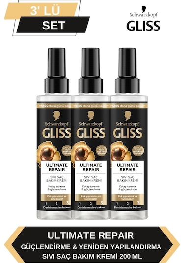 Gliss Ultimate Repair Sıvı Saç Kremi 3 x 200 ML