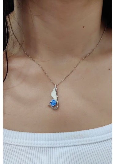 Chavin Taşlı Melek Kanadı Gümüş Kolye Ev98tpz Gümüş