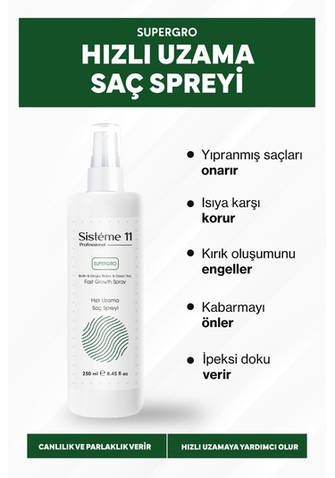 Sisteme 11 At Kuyruğu Saç Spreyi Hızlı Uzamaya Yardımcı 250 Ml