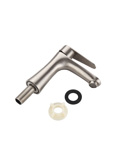 Xurunkeji Havza Lavabo Banyo Musluğu Tezgah Üstü Tek Soğuk Su Havza Musluğu Tuvalet Musluğu Paslanmaz Çelik Küçük Bel GÜMÜŞ