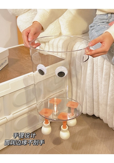 Yeni Yaratıcı Çöp Kovası Şeffaf Çöp Kutusu Gözler + Ayaklar Büyük Boy Şeffaf