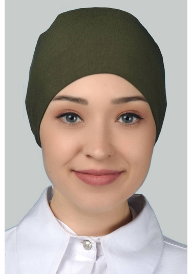 Altobeh Kadın Pratik Dikişsiz Bağcıklı Kaymayan Tesettür Penye Bone - Haki