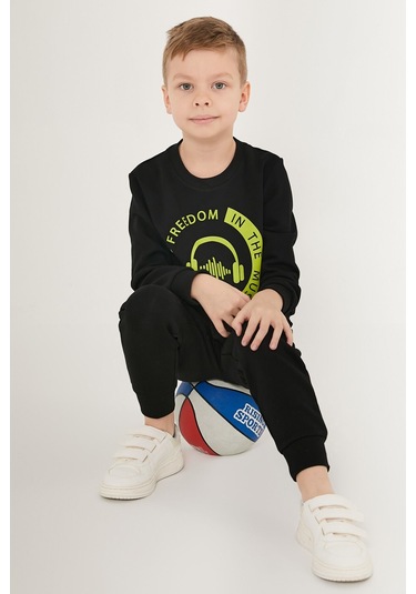 Rolypoly Find Your Freedom İn The Music Siyah Erkek Çocuk Eşofman Takımı Siyah