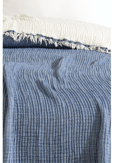 Varol 5 Katlı %100 Pamuk Müslin Yatak Örtüsü 230x240 Cm Lacıvert/cıftkısılık Lacivert