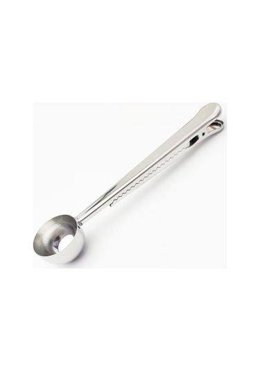 Jms Gümüş 2in1 Paslanmaz Çelik Kahve Kaşığı Sızdırmazlık Klipsi Gümüş Dekorasyon Kahve Makinesi