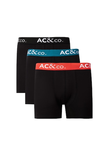 Ac&Co / Altınyıldız Classics Erkek Siyah Pamuklu Esnek 3'Lü Boxer Paketi Siyah